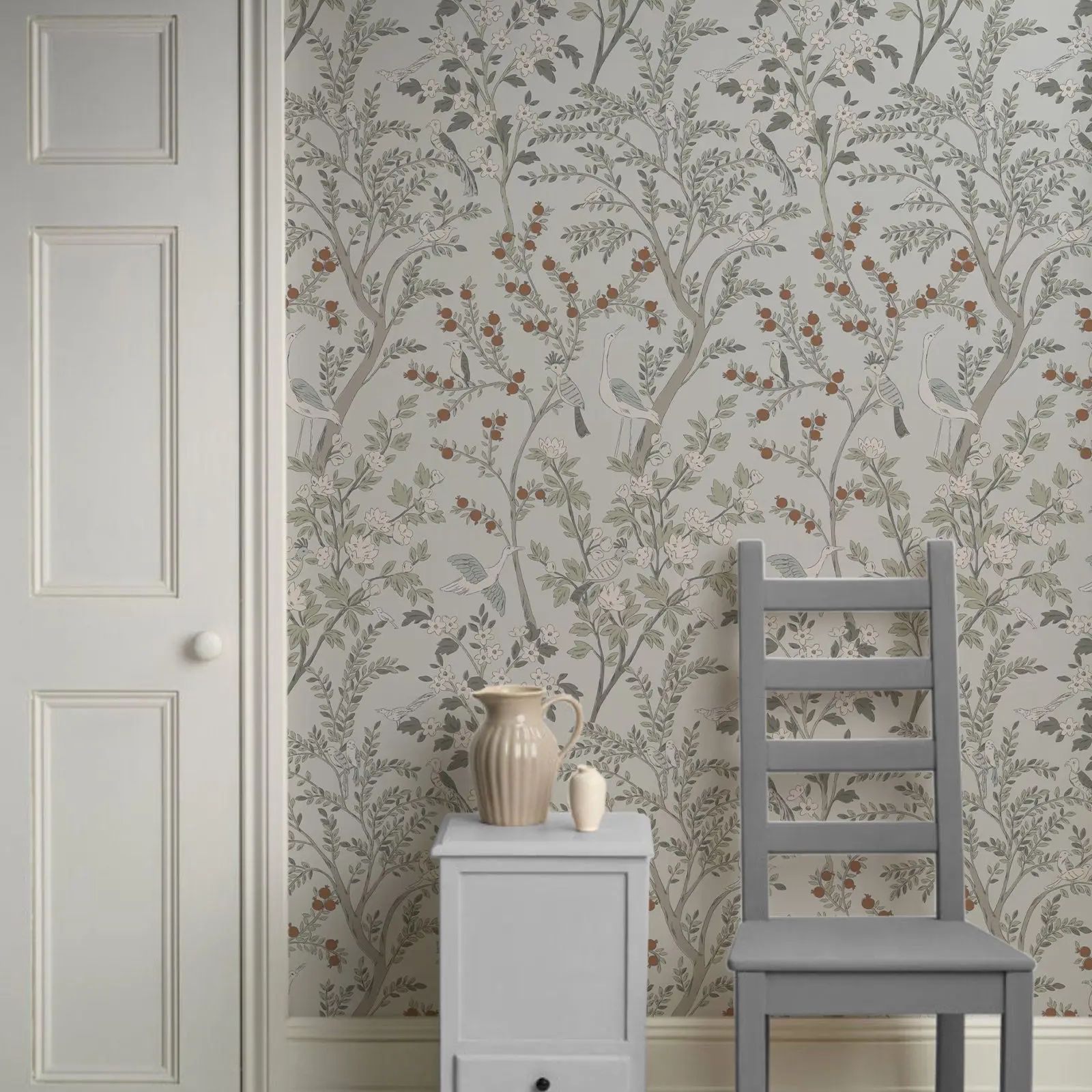 Herbal Wallpaper - Carta da parati adesiva floreale vintage,