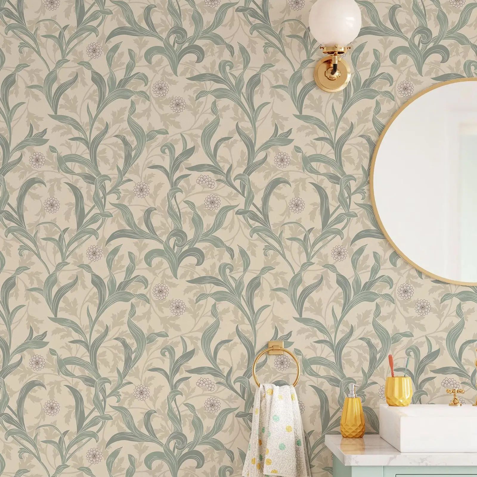 Herbal Wallpaper - Carta da parati vintage con foglie