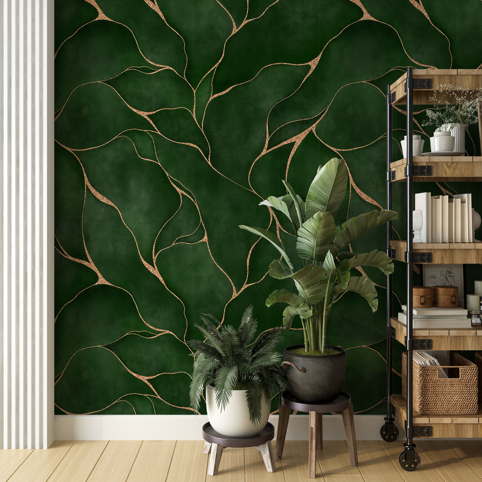 Herbal Wallpaper - Carta da parati murale con foglie